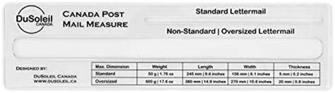 lettermail size chart.